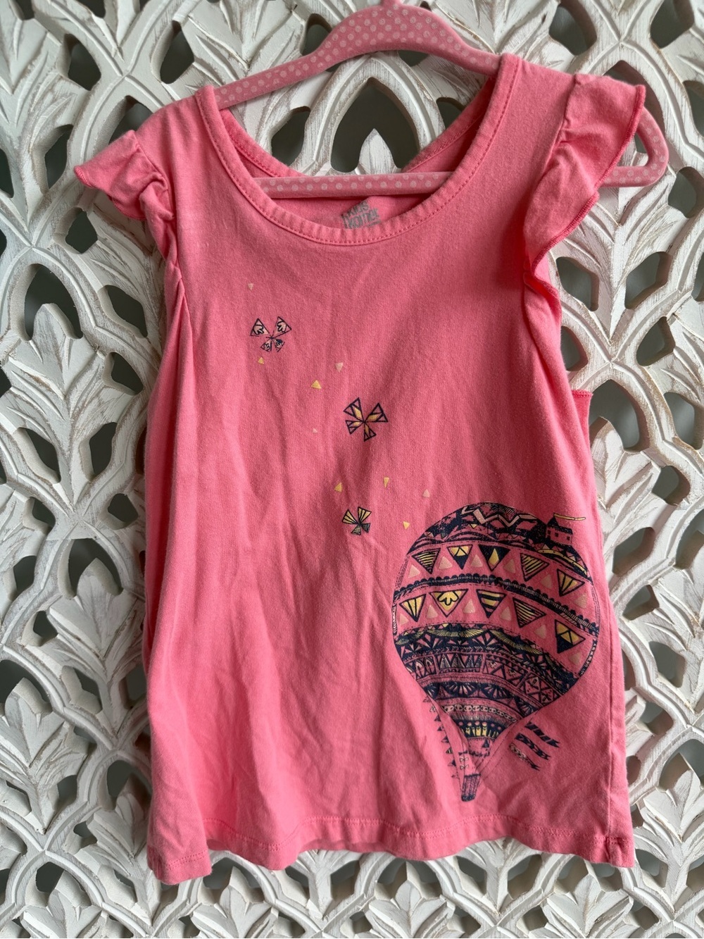Girl’s Ruffled Sleeve Hot Air Balloon Shirt, size 5/6